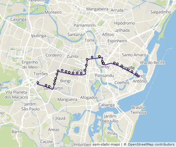 Mapa do itinerário da linha
