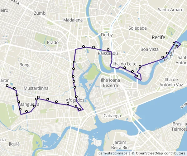 Mapa do itinerário da linha