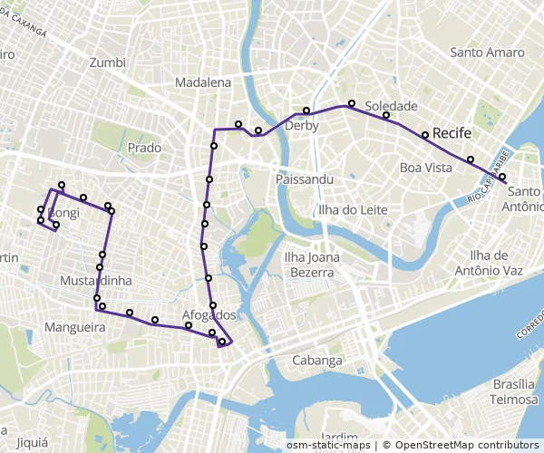 Mapa do itinerário da linha