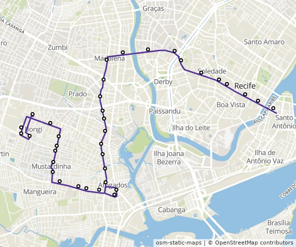 Mapa do itinerário da linha