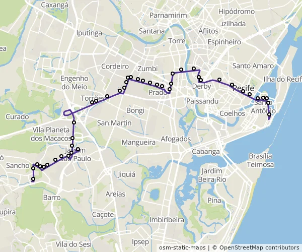 Mapa do itinerário da linha