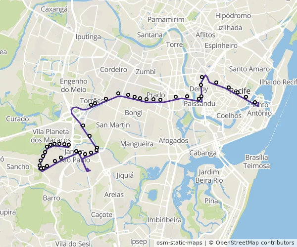 Mapa do itinerário da linha