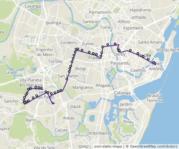 Mapa do itinerário da linha