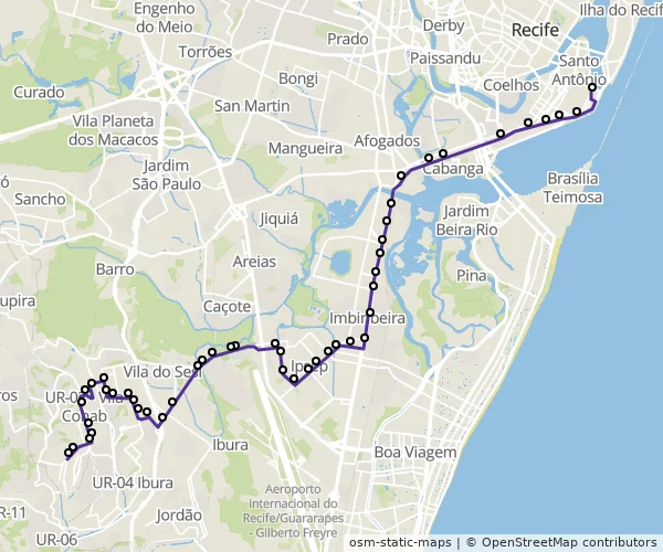 Mapa do itinerário da linha