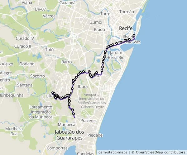 Mapa do itinerário da linha