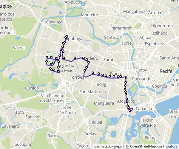 Mapa do itinerário da linha