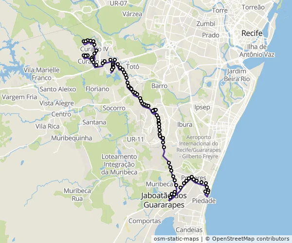 Mapa do itinerário da linha