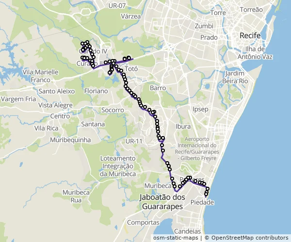 Mapa do itinerário da linha