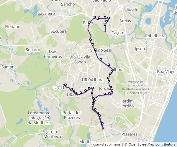 Mapa do itinerário da linha