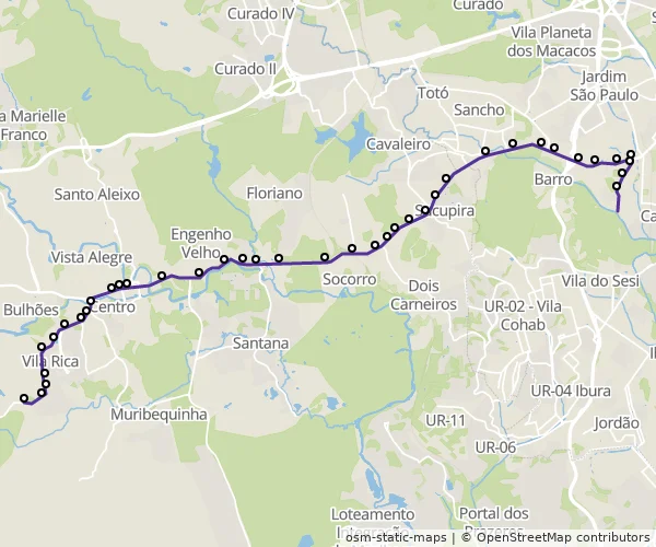 Mapa do itinerário da linha