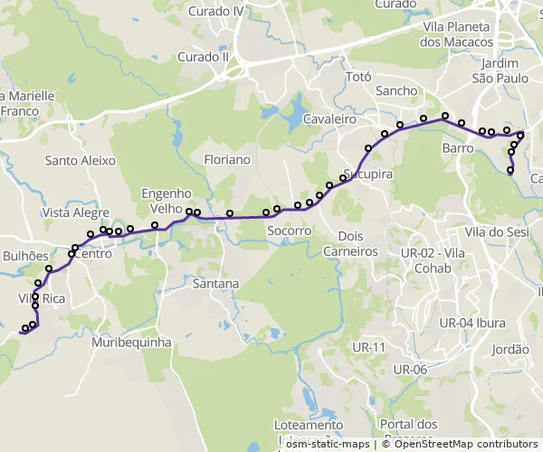 Mapa do itinerário da linha