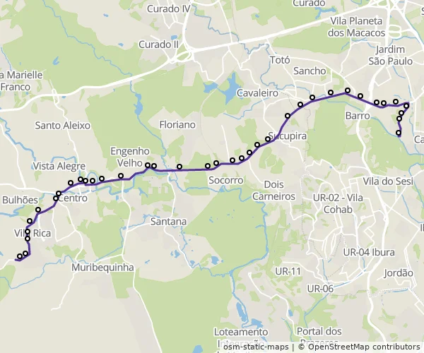 Mapa do itinerário da linha