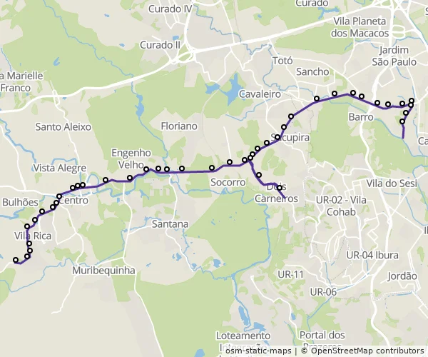 Mapa do itinerário da linha