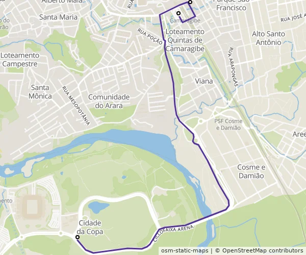 Mapa do itinerário da linha