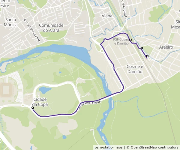 Mapa do itinerário da linha