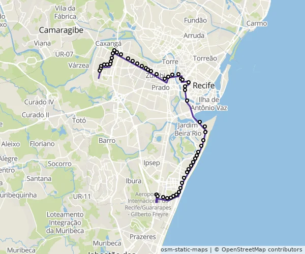 Mapa do itinerário da linha