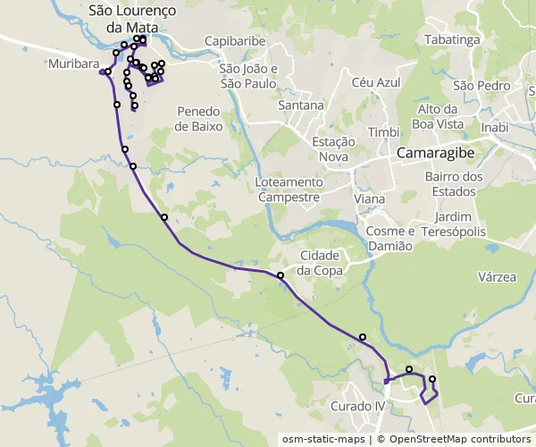 Mapa do itinerário da linha