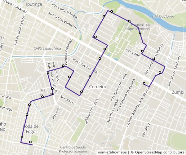 Mapa do itinerário da linha