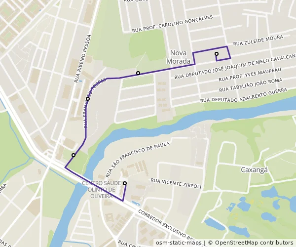 Mapa do itinerário da linha