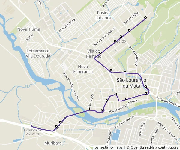 Mapa do itinerário da linha