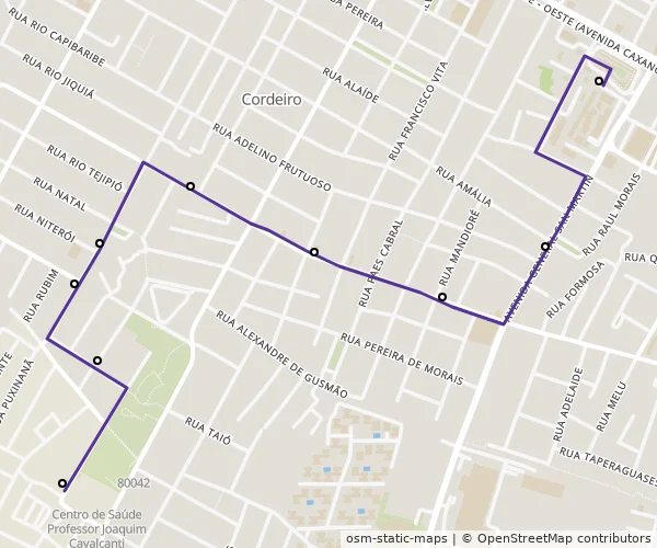 Mapa do itinerário da linha