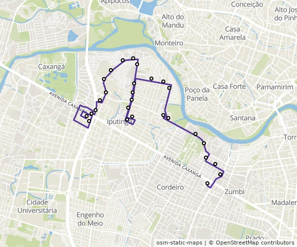 Mapa do itinerário da linha