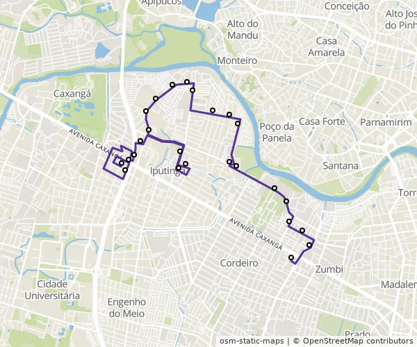 Mapa do itinerário da linha