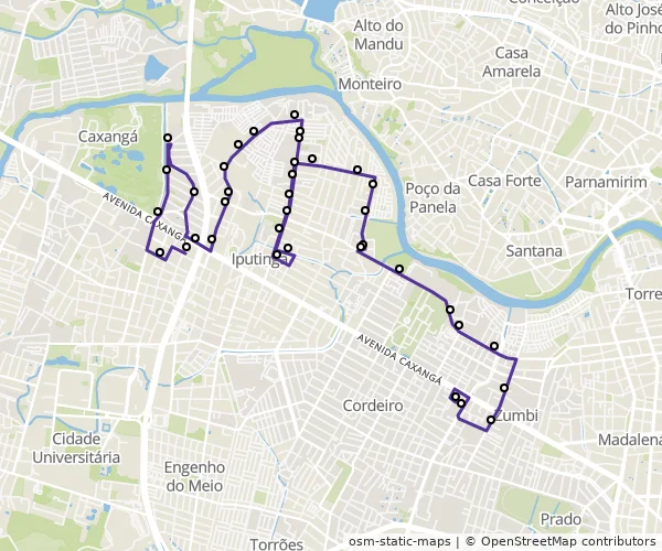 Mapa do itinerário da linha