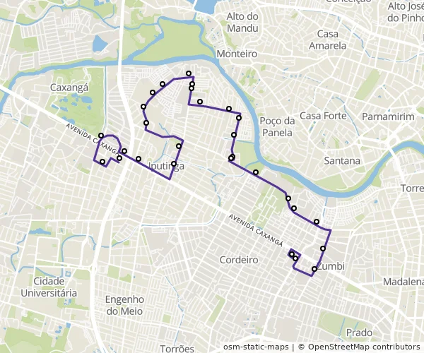 Mapa do itinerário da linha