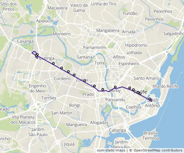 Mapa do itinerário da linha