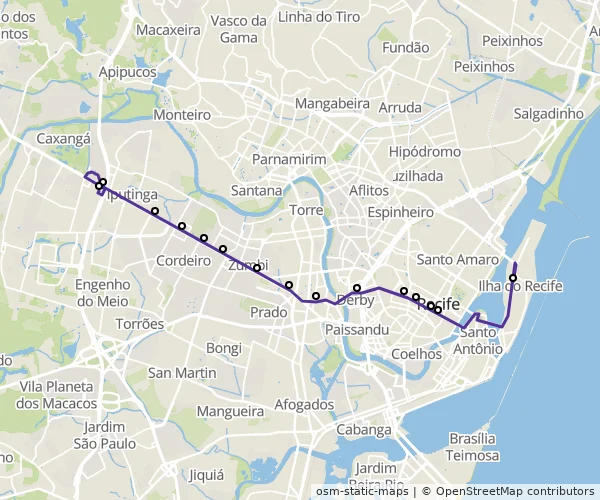Mapa do itinerário da linha