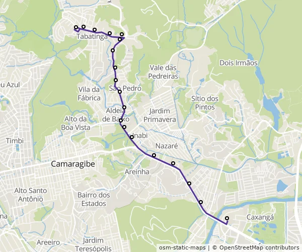 Mapa do itinerário da linha