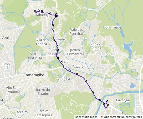 Mapa do itinerário da linha
