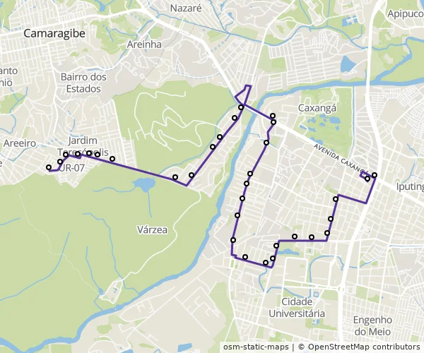 Mapa do itinerário da linha