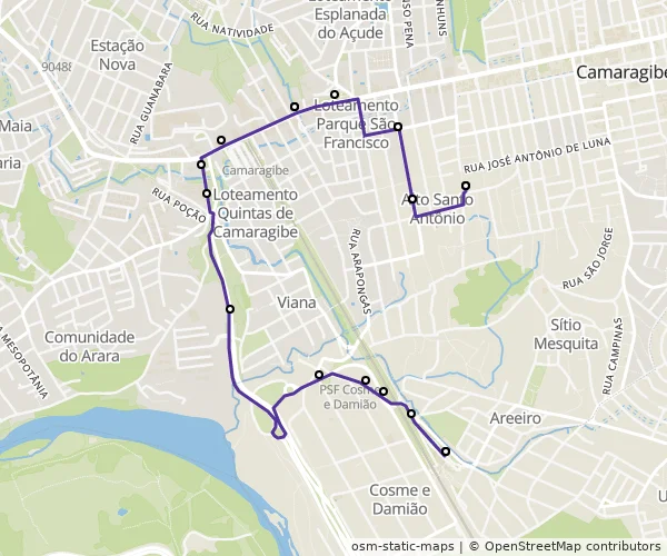 Mapa do itinerário da linha