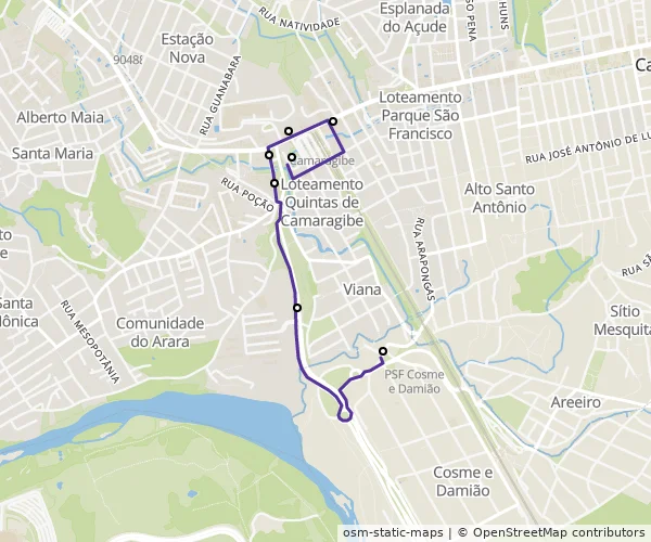 Mapa do itinerário da linha