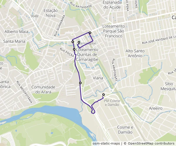 Mapa do itinerário da linha