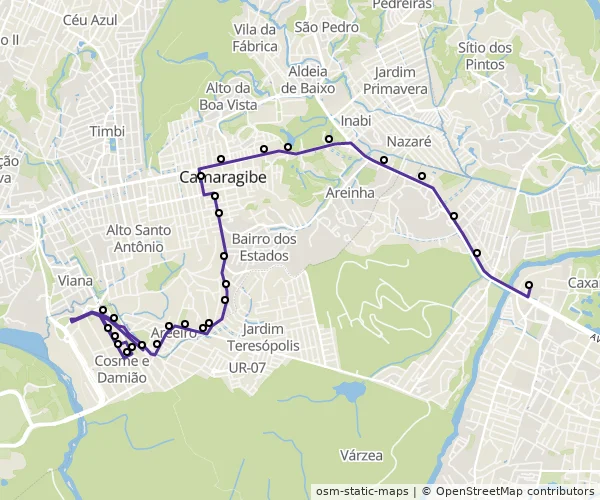 Mapa do itinerário da linha