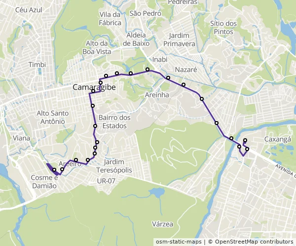 Mapa do itinerário da linha