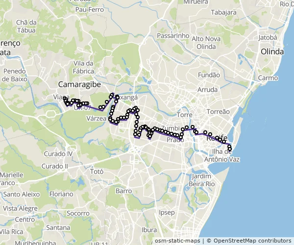 Mapa do itinerário da linha