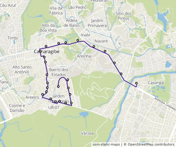 Mapa do itinerário da linha