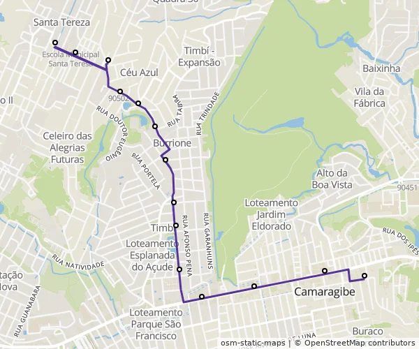 Mapa do itinerário da linha