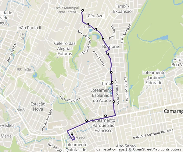 Mapa do itinerário da linha