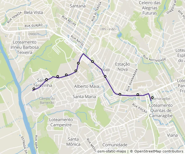 Mapa do itinerário da linha