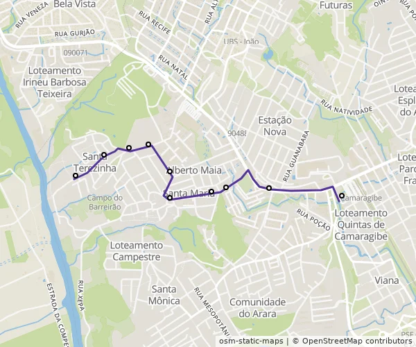 Mapa do itinerário da linha