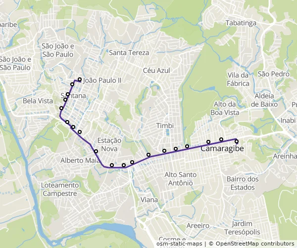 Mapa do itinerário da linha
