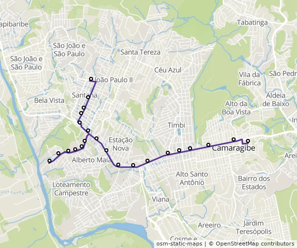 Mapa do itinerário da linha