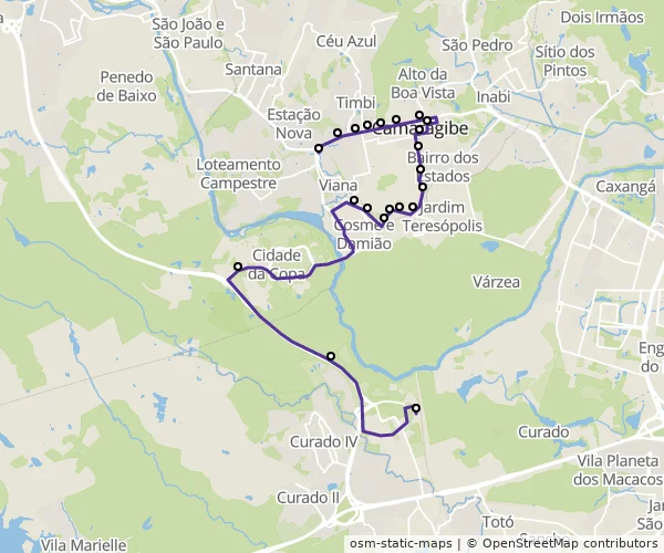 Mapa do itinerário da linha