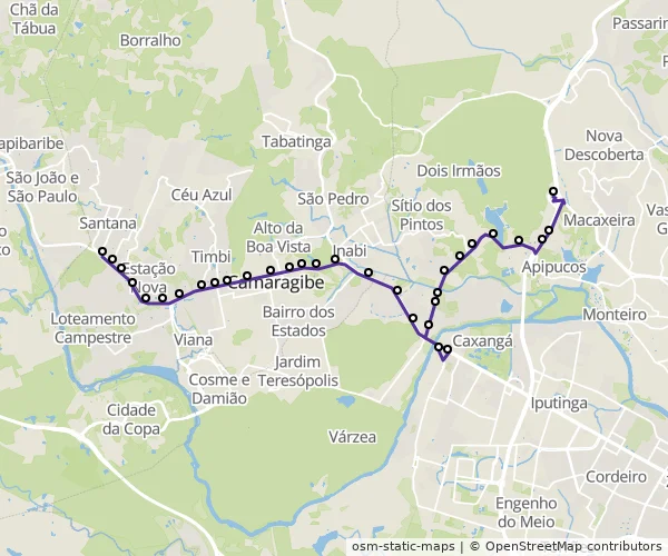 Mapa do itinerário da linha