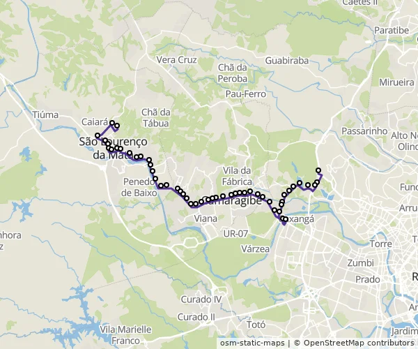 Mapa do itinerário da linha